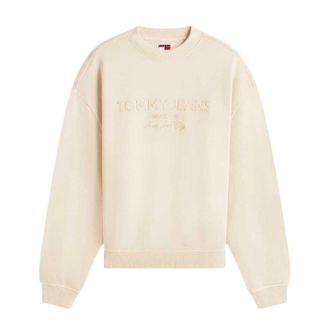 Tommy Jeans Heren Sweatshirt met Geborduurd Logo (Zand)
