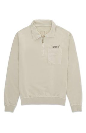 Fortela Yalepcoach Brushed Jersey Quarter Zip Collared Printed Sweatshirt in Taupe at Nordstrom, Size X-Large Eu