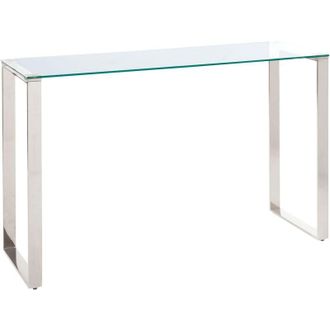 Beliani Beliani - Consola De Vidrio Templado Transparente Plateado 120 X 40 Cm Acero Inoxidable Tilon
