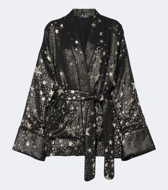 Dolce & Gabbana Silk-blend jacquard lam&eacute; wrap top