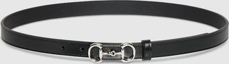 Gucci Thin Belt With Horsebit Buckle, Black, Leather