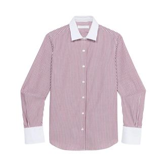 Brooks Brothers Katoenen overhemd met contrasterende kraag en manchetten - Dames - Overhemden - Rood - M - Katoen - Overhemden