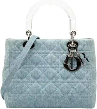 Dior Pre-owned Handbags, female, Blue, Size: ONE SIZE Pre-owned Denim Handbag