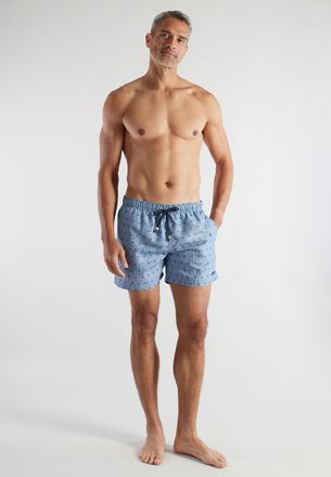 Bugatti Badeshorts BUGATTI, Herren, Gr. 4, N-Gr, blau, mittel, streifen, Popeline, Obermaterial: 100% Polyester, Badehosen Badeshorts, mit Logodruck, gestreif