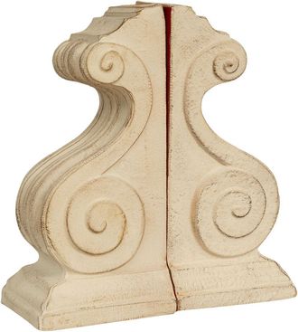 Biscottini International Biscottini - Un Par De Sujetalibros De Madera Antigua Con Acabado Blanco, Hechos En Italia