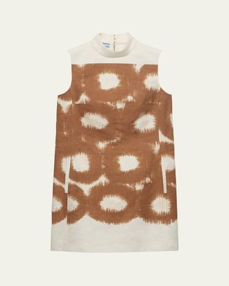 Prada Circle-Print Canvas Sleeveless Mini Dress