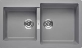 Roca Roca - Fregadero Reversible De 2 Cubetas De Quarzex Color: Gris - Medidas: 860x500x200 Mm
