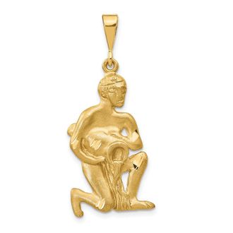 Diamond2Deal 10k Yellow Gold Satin Aquarius Zodiac Charm