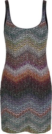 Missoni Sequin-embellished Zigzag Metallic-knit Mini Dress - Multicoloured - 42 (UK10 / S)