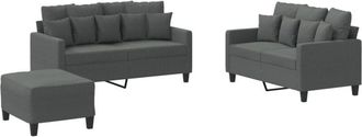 vidaXL Vidaxl - Juego De Sof&aacute;s Con Cojines 3 Piezas Tela Gris Oscuro