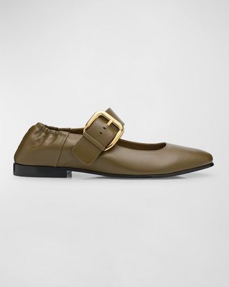 Bottega Veneta Astaire Leather Mary Jane Ballerina Flats