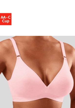 Petite Fleur Bralette-BH PETITE FLEUR, Damen, Gr. 70, Cup AA, rosa (2xwei&szlig;, 1xrosa), Jersey, Obermaterial: 75% Baumwolle, 15% Elasthan, 10% Polyester, BHs Bralette