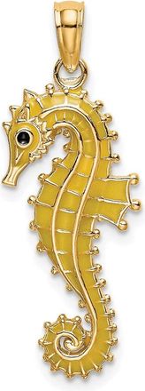 Diamond2Deal 14k Yellow Gold 3-D Enamel Seahorse Charm