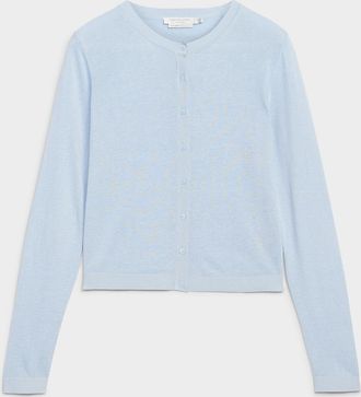 Contemporaine Womens Linen-blend fine-knit Cardigan Sweater