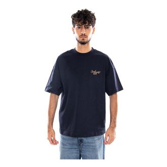 Carhartt Work in Progress Camiseta S/S Signature Script - Tops - Hombre - Azul - XL