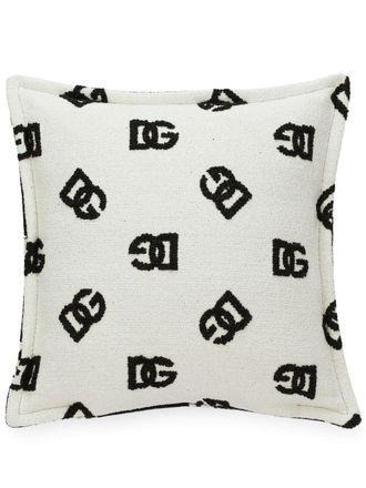Dolce & Gabbana logo-print wool cushion - Black