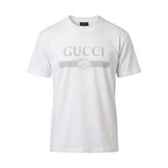 Gucci Tops, Heren, Wit, L, Katoen, T-shirt van katoenen jersey met print
