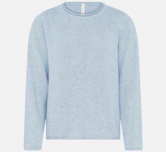 Skovhuus Womens Cotton Roll Neck And Hem Sweater In Pale Blue