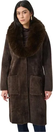 Joseph Ribkoff Jassen, Dames, Bruin, M, Feather Yarn Knit Coat