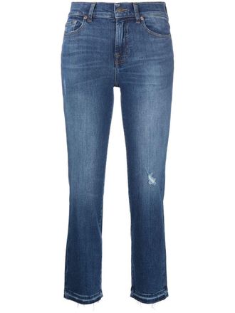 7 For All Mankind Jeans crop con effetto vissuto - Blu