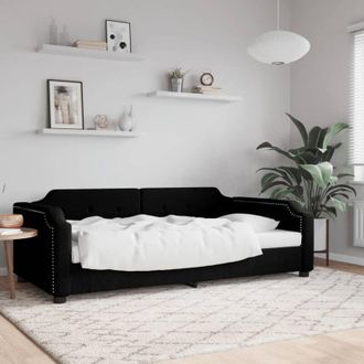 vidaXL Furniture Limited - Sof&aacute; Cama Sin Colch&oacute;n Tela Negro 90x200 Cm