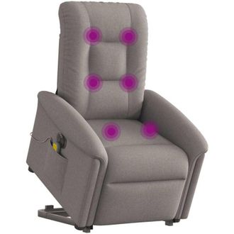 vidaXL Vidaxl - Sill&oacute;n De Masaje El&eacute;ctrico Reclinable Elevable Tela Taup&eacute;