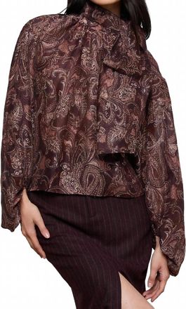 L'agence Rhett Oversized Blouse In Brown Etched Paisley