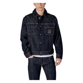 A|X Armani Exchange Blauw spijkerjack met knopen - Heren - Spijkerjassen - Blauw - XL - Katoen - Jassen