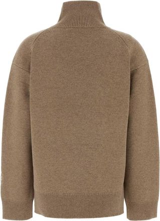Tory Burch Womens Biscuit Wool Oversize Sweater Beige Exterior: Maglieria