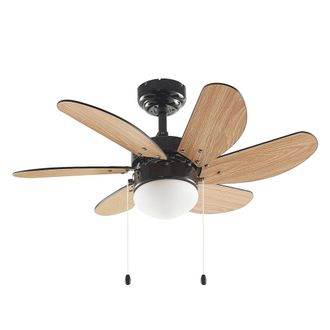 Lindby Ventilador de techo con l&aacute;mpara de metal negro