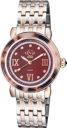 Gevril Group Marsala Tortoise Diamond Mother of Pearl Dial Ladies Watch 9855B