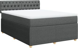 vidaXL Cama Box Spring Con Colch&oacute;n Tela Gris Oscuro 140x190 Cm Vidaxl