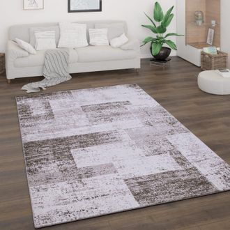 Paco Home Paco Home Alfombra Sal&oacute;n Pelo Corto Motivo Vintage Abstracto Moderno Geom&eacute;trica A Rombos 200x280 Cm, Beige 2