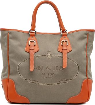Prada Pre-owned Womens Canvas Tote Bag - Grey Textile - One Size