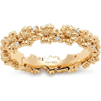 Made by Mary Cubic Zirconia Birthstone Flower Eternity Band Ring in Gold April at Nordstrom, Size 10