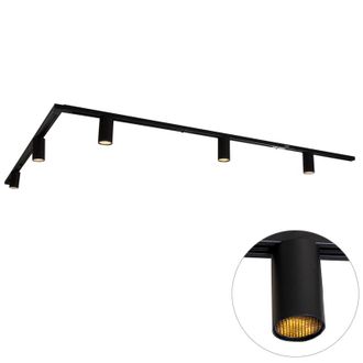 QAZQA Moderno Sistema De Iluminaci&oacute;n De Riel Moderno Con 5 Focos Negros Monof&aacute;sicos Gu10 50 Mm - Iconic Ruby Acero /pl&aacute;stico Adecuado Para Led Max. 5 X 10 W