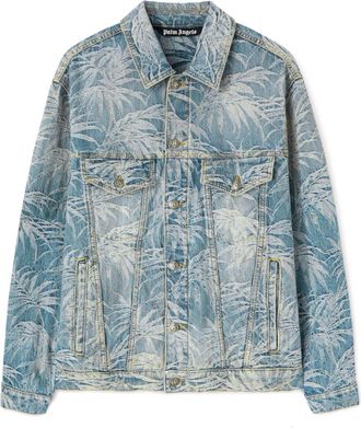 Palm Angels Palms denim jacket - men - Leather/Cotton/Polyester - S - Blue