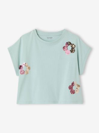 Vertbaudet M&auml;dchen T-Shirt mit Wendepailletten, verschiedene Designs aqua