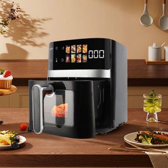 Infinite Freidora De Aire De 5 Cuartos - Gran Capacidad, Ventana De Visualizaci&oacute;n, Cocci&oacute;n Autom&aacute;tica De Pollo Y Papas Fritas - Material Abs Negro