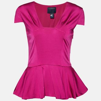 Roberto Cavalli Pink Jersey Peplum Top