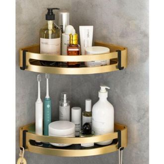 Elle Juego De 2 Estantes De Esquina Para Ducha, No Requieren Perforaci&oacute;n, Estantes Adhesivos Para Ba&ntilde;o, Cestas Triangulares De Acero Inoxidable Para Champ&uacute;