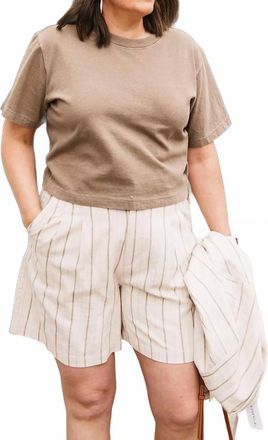 Gentle Fawn Striped Linen Short In Cream
