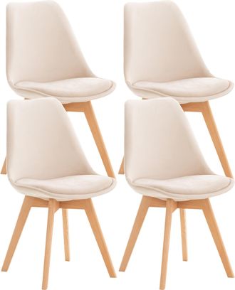 Clp Clp - Set De 4 Sillas De Comedor Linares Beige Terciopelo