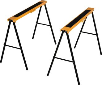 HOMCOM Set Of 2 Folding Saw Horses Steel Frame w/ Anti-Slip Platform Handle DIY | TJ Hughes