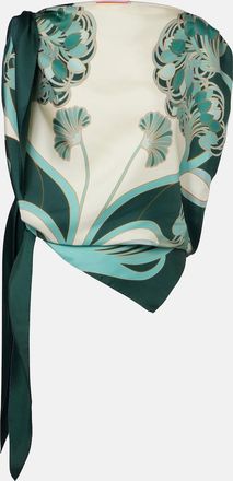 La DoubleJ Top Full-On de sarga de seda estampado