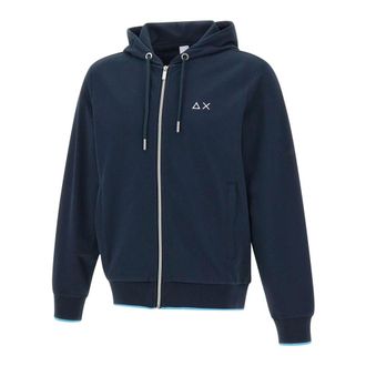 Sun 68 Zip-throughs, male, Blue, Size: S Piquet Small Stripes Sweatshirt