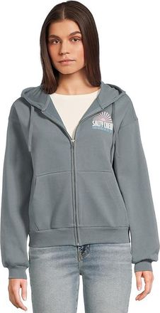 Salty Crew In The Rays Zip Hoody Womens Sweatshirt Fin Blue : MD, Cotton/Polyester