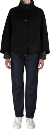 Moorer Stand Collar Short With Puffer Long Sleeves Coat In Nero/blu