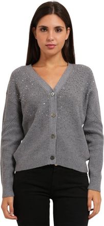 Gaud&igrave; V-hals Cardigan - Dames - Vesten - Grijs - L - Leer - Truien & Vesten