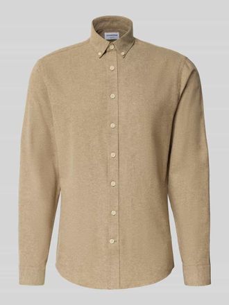 Lindbergh Lindbergh Freizeithemd mit Button-Down-Kragen in Mittelbraun, Größe XXL